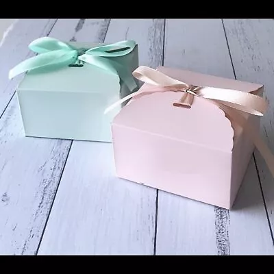 100x Pink Or Mint Cake Slice Donut Chocolate Favor Box Wedding Baby Shower Gift  • £56