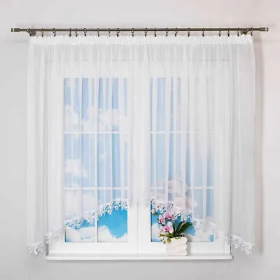 Voile Net Curtain Tape Top With Lace High Quality  - Voile Curtains & Nets New • £18.99