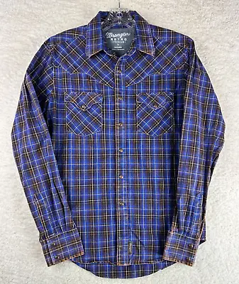 Wrangler Shirt Mens Small Retro Premium Pearl Snap Western Plaid Sawtooth Pocket • $12.95