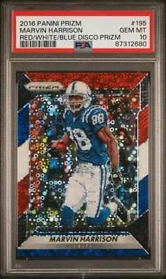 2016 Panini Prizm Marvin Harrison Red/White/Blue Disco #195 PSA 10 Colts • $50