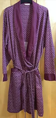 M&S Burgundy Dressing Gown / Robe Paisley Design Size XL Pockets Belted • £13.99