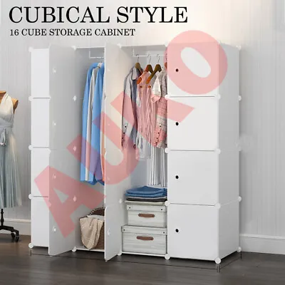 DIY XL 8 12 16 Cube Storage Cabinet Compartment Wardrobe Rack Shelf Portable • $46.99