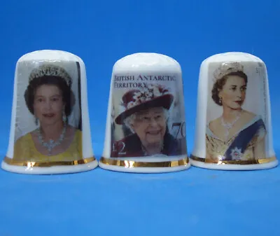 £9.95 • Buy Birchcroft Thimbles -- Set Of Three -- Queen Elizabeth Stamp Collection
