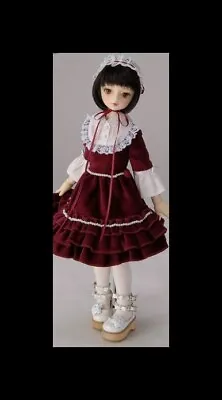 1/4 BJD Volks Mini Super Dollfie Dream MSD MDD Red Princess Dress Bonnet Set • $50.36