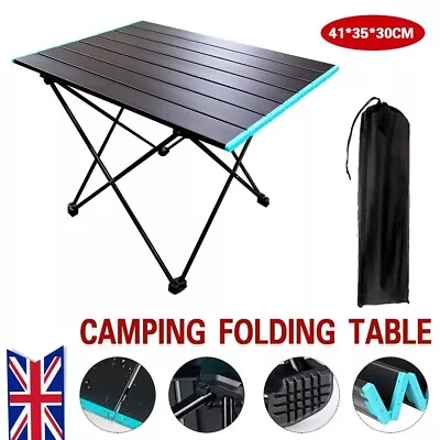 Folding Camping Tables With Carry Bag Portable Garden Picnic BBQ Beach Fishing • £10.99