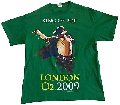 Michael Jackson King Of Pop London O2 2009 Green LARGE Band Concert Tour T-Shirt • $22.49