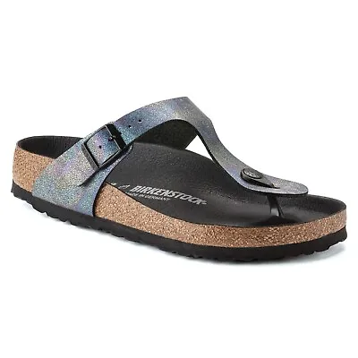 Birkenstock VEGAN Microfiber GIZEH - Black (Iridescent) BNIB 1021232 • $179.95