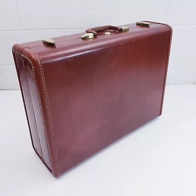 Vintage 24” Samsonite Shwayder Bros. Brown Leather Hard Suitcase No Key • $49.99