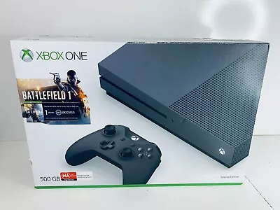 Xbox One S Console 500GB Limited Edition Storm Grey Controller Cables PAL 1681 • $399.95