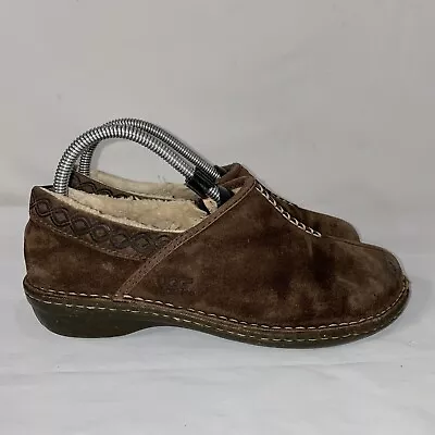 UGG Australia Bettey 1757 Brown Suede Slip On Sheep Lined Mocs Shoes Women's 8 • $24.95