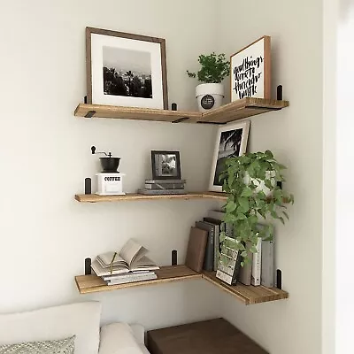 Floating Shelves Set Of 6Wood Floating Shelves For Wall Decor Rustic Farmhouse • $23.25