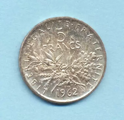 France 1962  Silver 5 Francs   BU    FREE SHIP • $12