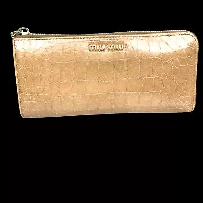 MIU MIU  Wallet Long Wallet L-shaped Fastener Animal Croc Embossed Authentic • £0.80