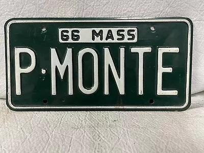 Vintage 1966 Massachusetts Vanity License Plate ~ P MONTE • $49.99