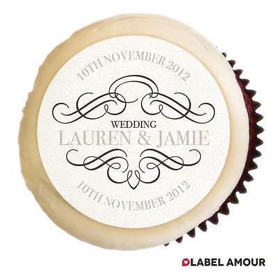 PERSONALISED Wedding Engagement Anniversary Party Favour Cupcake Edible Toppers • £2.29