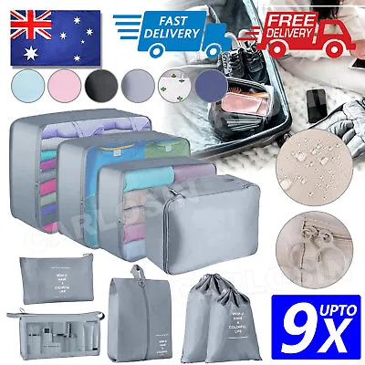 $9.35 • Buy 3-9x Packing Cubes Travel Pouches Luggage Organiser Clothes Suitcase Storage Bag