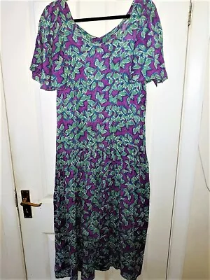 Vintage ANOKHI Indian Gauze Cotton Long Print Dress Size 12 GB • $56.83