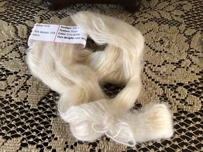 Fuzzy MOHAIR Yarn ECRU Cream LACE Weight Mohair Silk Very Soft 100 Yard Skeins • $9.50