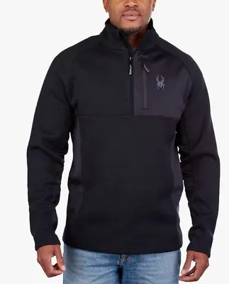 New Spyder Men's Half Zip Sweater Gait Knit Pullover Jacket BLACK Size S • $24.99