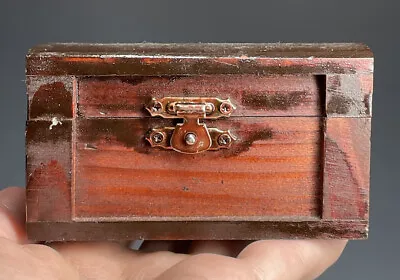 $12 • Buy Vintage Wooden Trinket Treasure Jewelry Box Miniature Casket Wood Chest