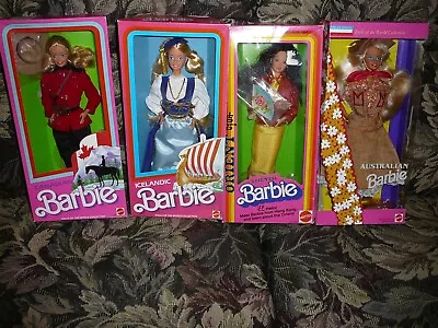 REDUCED Vintage 4 NRFB World Barbie 1980 Oriental Icelandic Australian Canadian • $68.99