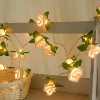 $10.29 • Buy 20 LED Rose Flower Lights String Fairy Wedding Christmas Party Garden Decor US