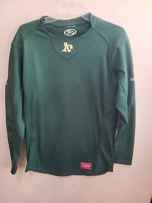 Oakland Athletics A's Green Polyester Crew Neck Sweatshirt Size L Rawlings • $16.94