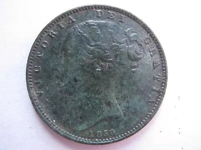 1850 Victoria Copper Farthing GVF Soil Find • £10