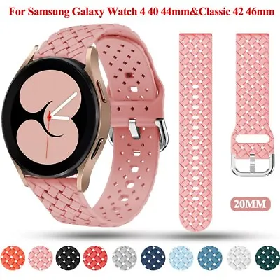 20mm Watch5 Band For Samsung Watch 5 4 Classic 46 44 42mm Weave Silicone Strap • £5.95