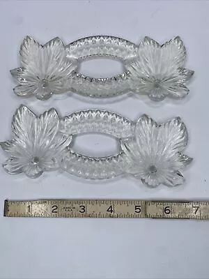 ART DECO Glass Drawer Pulls Vanity Tray Handles Leaf House Parts Dresser • $9.99