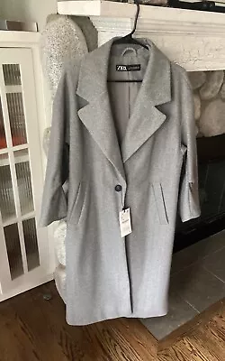 Zara Collection Wool Blend Oversize Coat Navy Light Gray Size S • $75