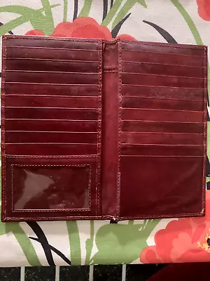 Genuine MARSHAL Brown Leather Men 7  Long Wallet Billfold 20 Pockets ID Photo • $9.99