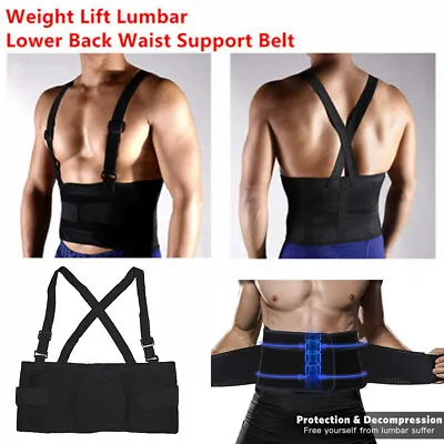 $10.99 • Buy Unisex Lumbar Lower Back Waist Support Belt Weight Lift Brace Suspender Work Lot