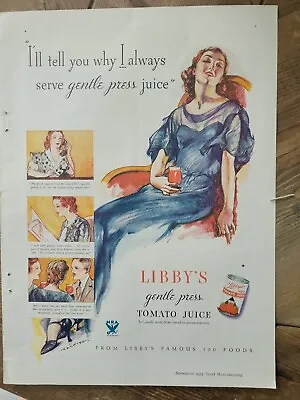 1933 Libby's Gentle Press Tomato Juice Henry Raleigh Art Vintage Ad • $16.86