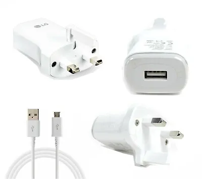 Genuine Lg Mains Wall Charger Plug & Micro Usb Cable For Lg Phone K8 K10 K7 K5 • £2.25