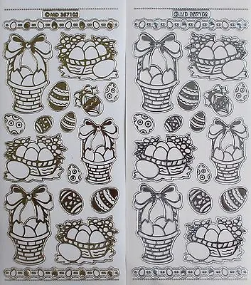 EASTER Double Embossed Clear Eggs Baskets PEEL OFF STICKERS Cardmaking • £1.23