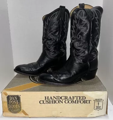 Dan Post Men’s Sz 10.5 EW Milwaukee Western Cowboy Black Leather Boots With Box • $52.25