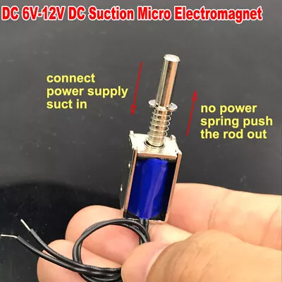 6V-12V DC Suction Micro Electromagnet Spring Push Pull Type Rod Solenoid Magnets • $2.65