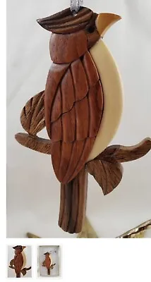 Cardinal - Double-sided Wood Intarsia Christmas Tree Ornament - Bird Theme • $24.95