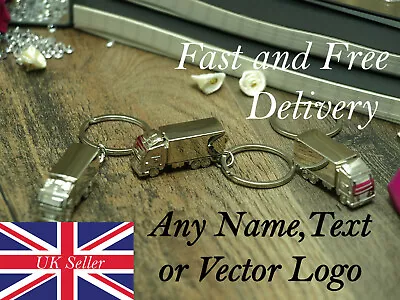 Personalised Truck Keyring Metal Lorry Car Cab Keychain Charm • £5.99