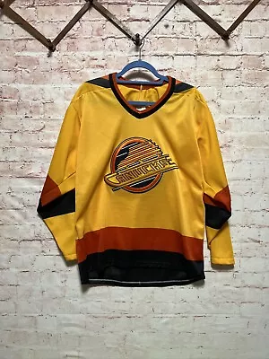 VINTAGE 1985-1989 Vancouver Canucks Sunflower Jersey CCM Size M • $149