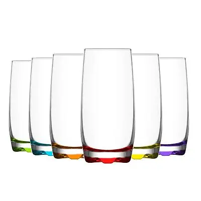 LAV 12x Adora Coloured Highball Glasses Water Juice Tumblers 390ml Multi • £18