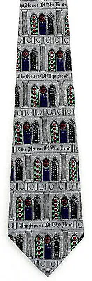 $11.95 • Buy House Of The Lord Mens Silk Neck Tie Religious Stained Glass Church Gray Necktie