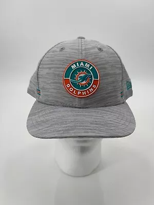 Miami Dolphins Rubber Logo All Grey Fitted W/ Aqua Brim Hat • $12.99