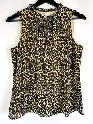 NEW J. Crew Women's Leopard Ruffle Tie-Neck Layered Sleeveless Top Blouse XS • $5.60