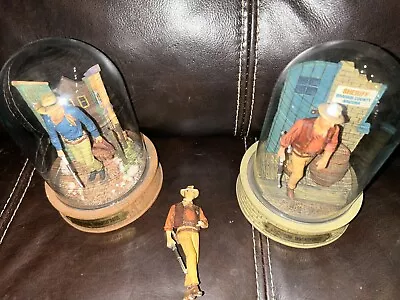 John Wayne Franklin Mint Glass-DOmed Hand Painted Figurines Lot Of 2 • $59.99