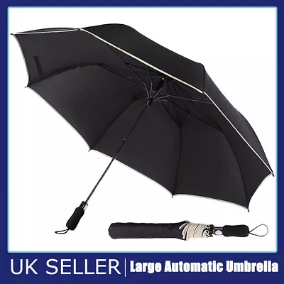 55inch Large 8 Ribs Stormproof Automatic Umbrella Strong Folding Windproof Golf • £7.69