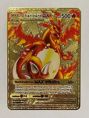 Pokemon Gold Metal Cards Charizard Pikachu Arceus VSTAR VMAX MEGA GX Holographic • £7.95