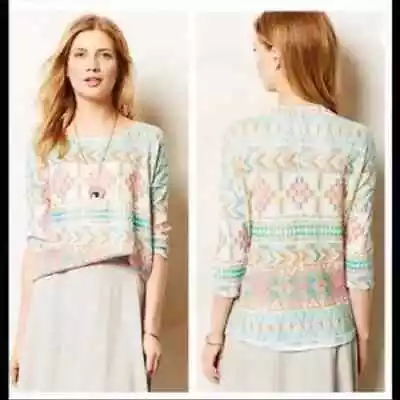 NWOT Anthropologie Akemi + Kin Southwestern Aztec Print Morgana Sweater  XS USA • $25