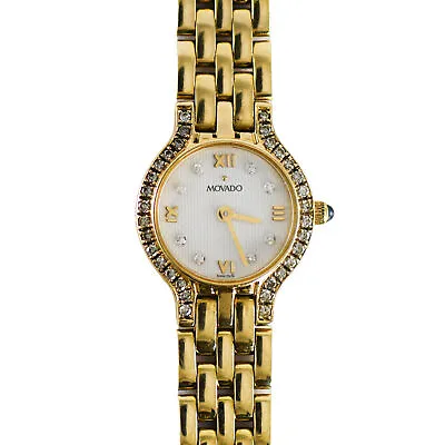 Women's Movado Diamond Bezel Watch In 14K Yellow Gold 20mm • $2100